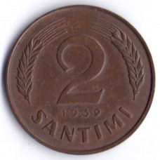2 сантима 1939 Латвия - 2 santimi 1939 Latvia