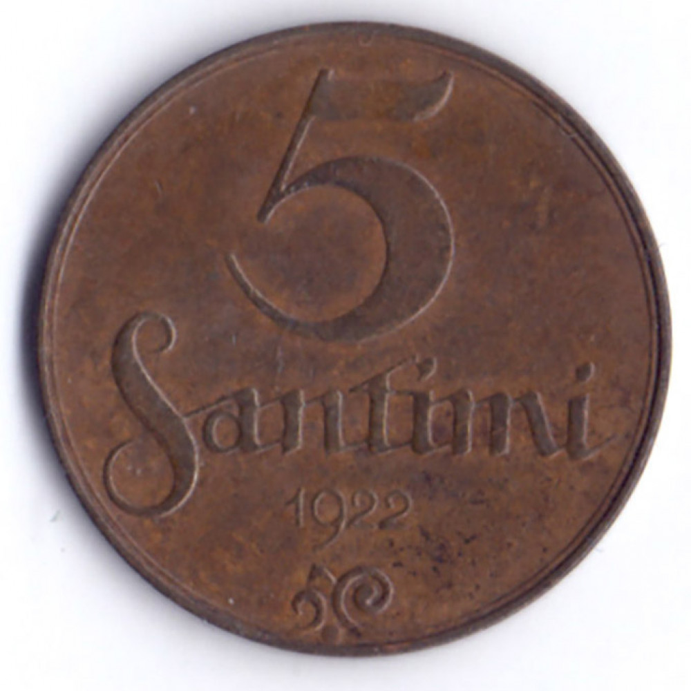 5 сантимов 1922 Латвия - 5 santimu 1922 Latvia
