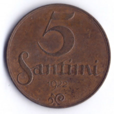 5 сантимов 1922 Латвия - 5 santimu 1922 Latvia