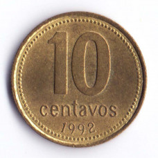 10 сентаво 1992 Аргентина - 10 centavo 1992 Argentina, из оборота