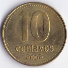 10 сентаво 2008 Аргентина - 10 centavo 2008 Argentina, из оборота