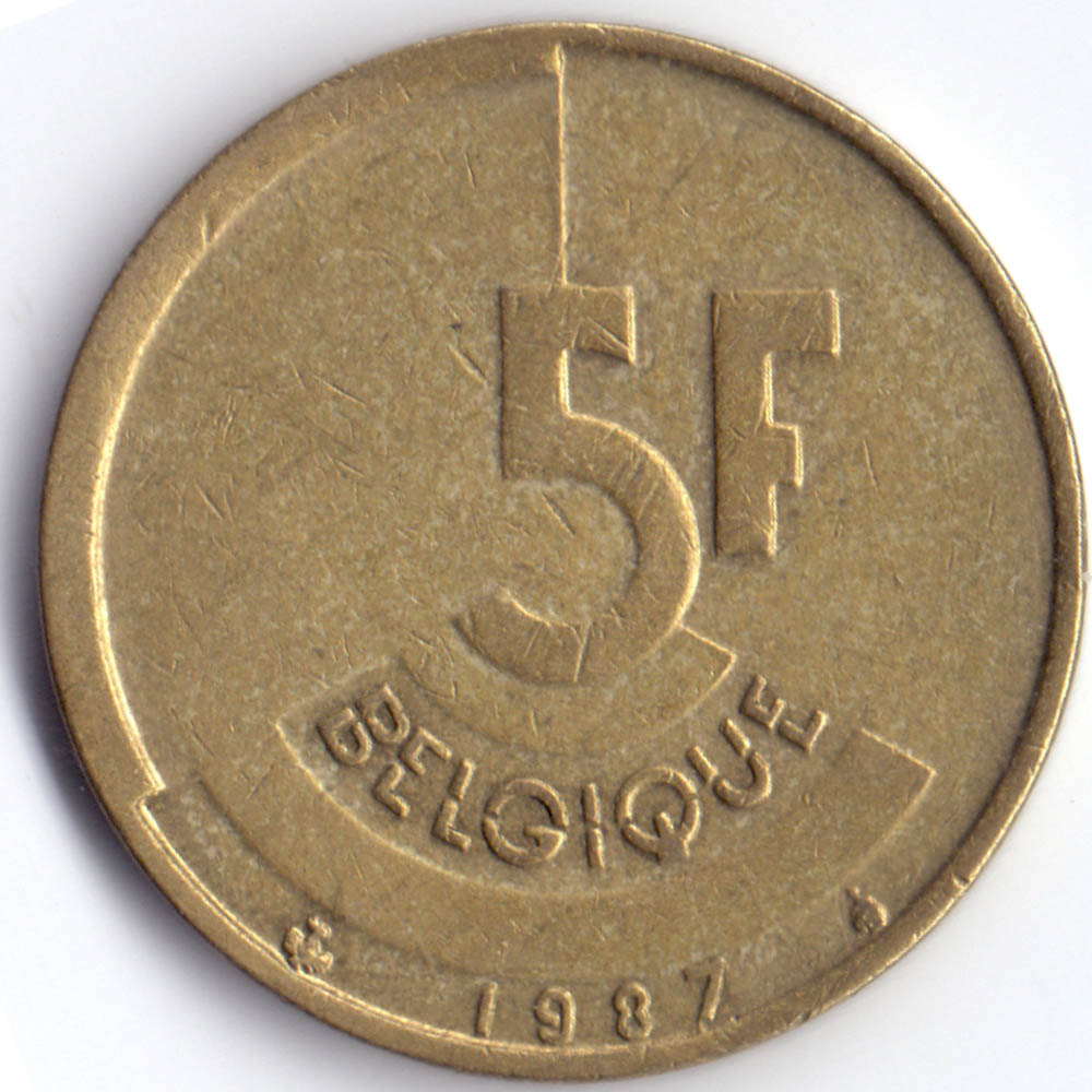 5 Franc BELGIQUE 1987 Q - 5 франков Бельгия 1987 Q