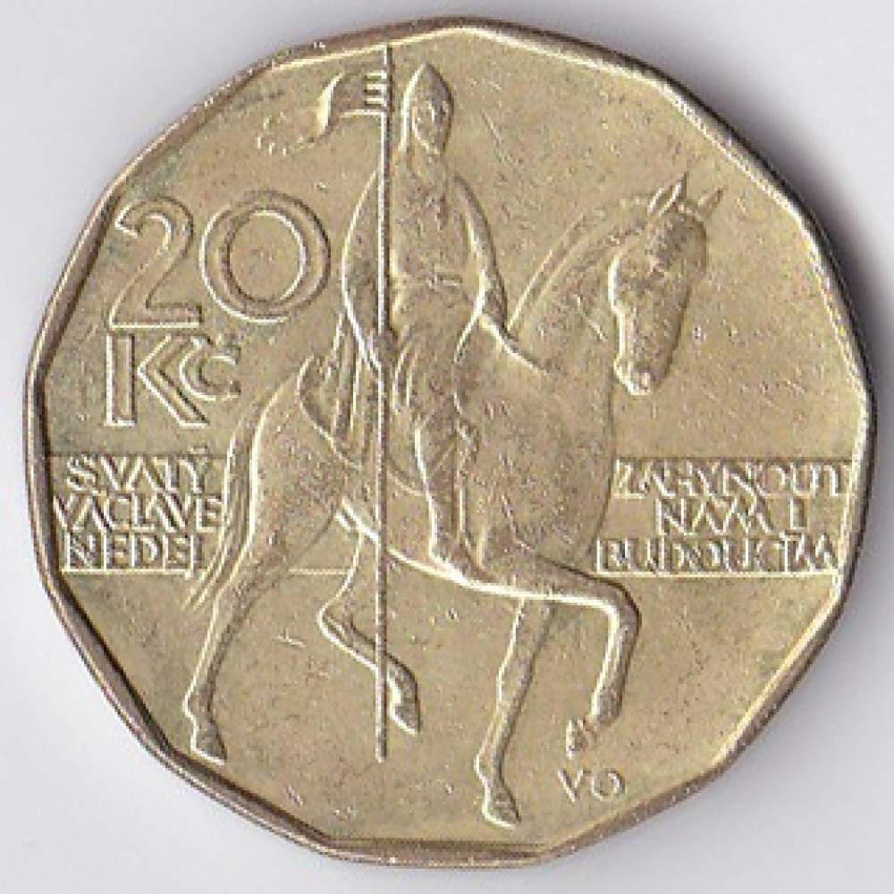 20 крон 1993 Чехия - 20 korun 1993 Czech Republic, из оборота