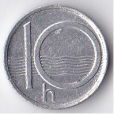 10 геллеров 1995 Чехия - 10 hellers 1995 Czech, из оборота