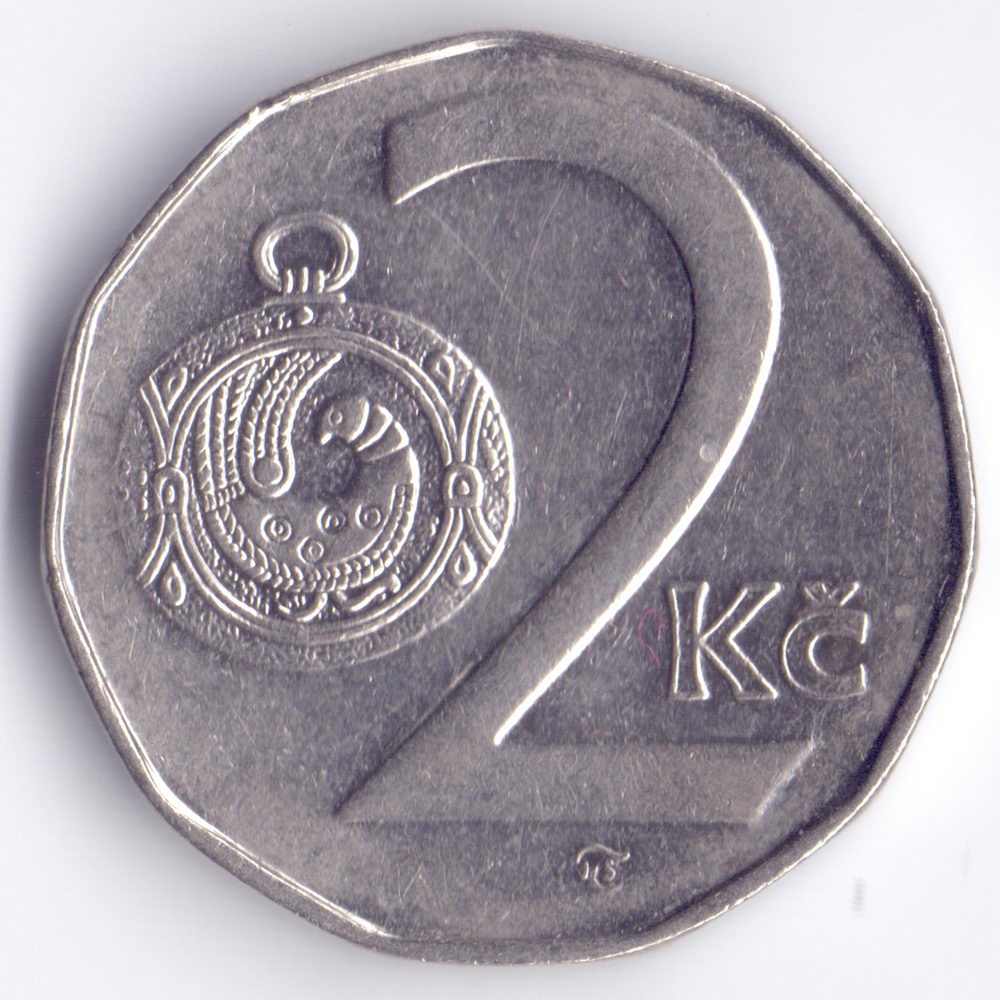 2 кроны 1994 Чехия - 2 koruny 1994 Czech Republic, из оборота