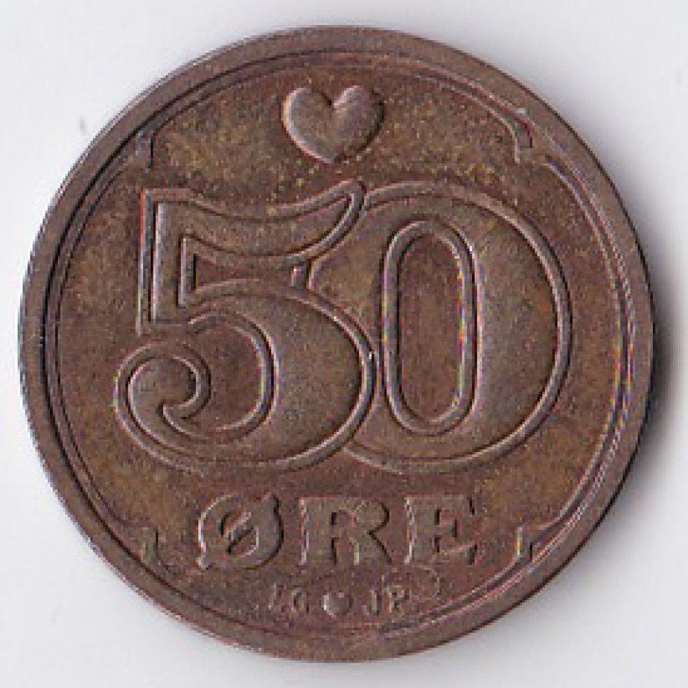 50 эре 1992 Дания - 50 ore 1992 Denmark