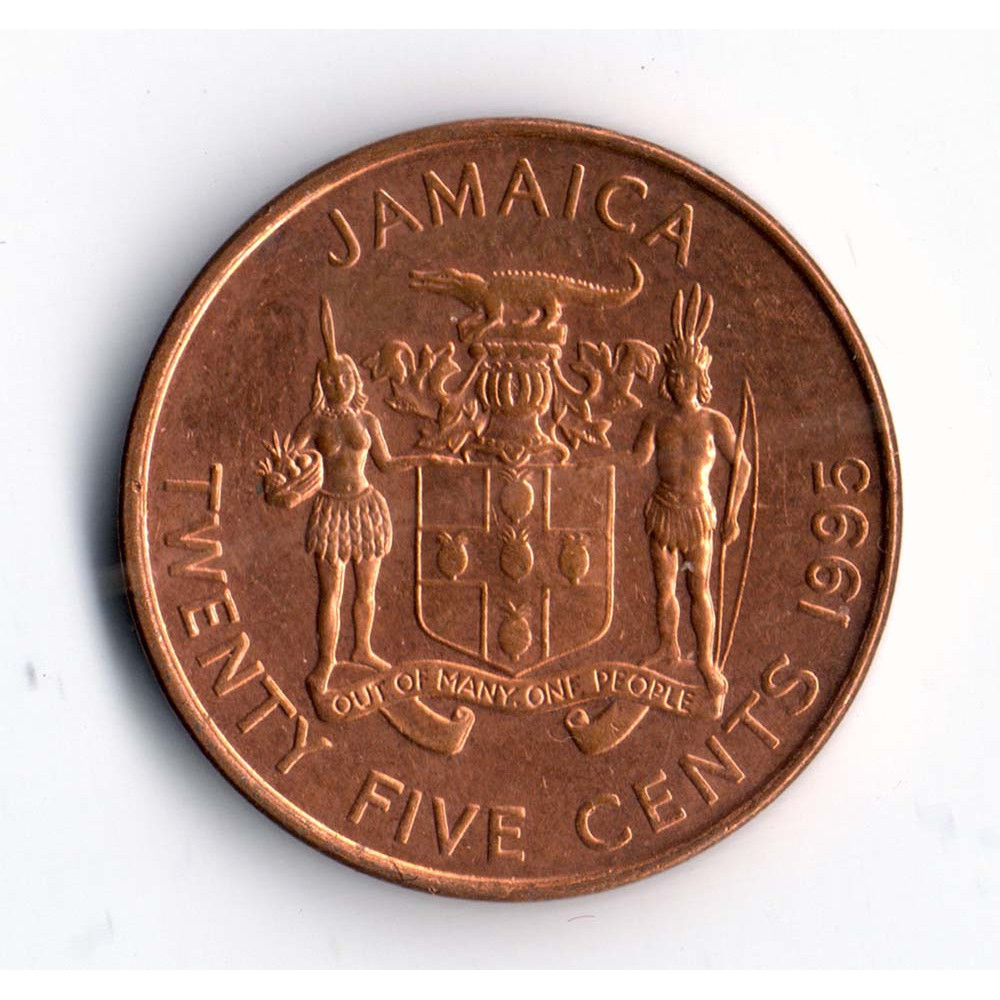 25 центов 1995 Ямайка - 25 cents 1995 Jamaica, из оборота