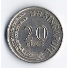 20 центов 1977 Сингапур - 20 cents 1977 Singapore, из оборота