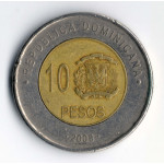 10 Peso 2008 Republica Dominicana - 10 Песо 2008 Республика Доминикана, из оборота