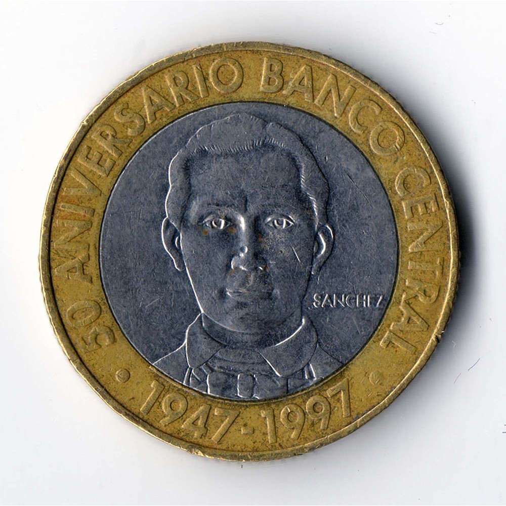5 песо 1997 Республика Доминикана- 5 pesos 1997 Republica Dominicana, из оборота