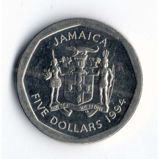 5 долларов 1994 Ямайка - 5 dollars 1994 Jamaica, из оборота