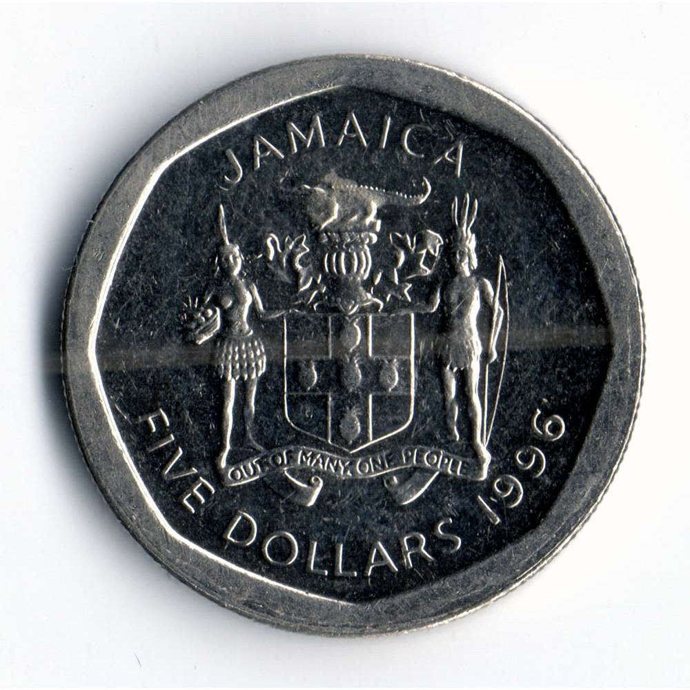 5 долларов 1996 Ямайка - 5 dollars 1996 Jamaica, из оборота
