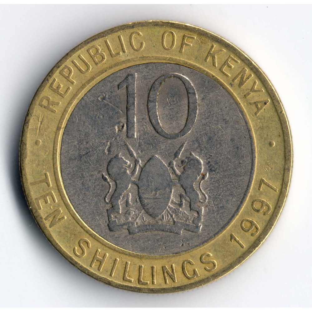 10 шиллингов 1997 Кения - 10 shillings 1997 Kenya, из оборота
