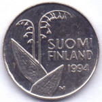 10 пенни 1994 Финляндия - 10 pennia 1994 Finland, из оборота