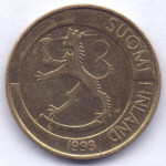 1 марка 1993 Финляндия - 1 markka 1993 Finland, из оборота