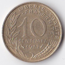 10 сантимов 1977 Франция - 10 centimes 1977 France