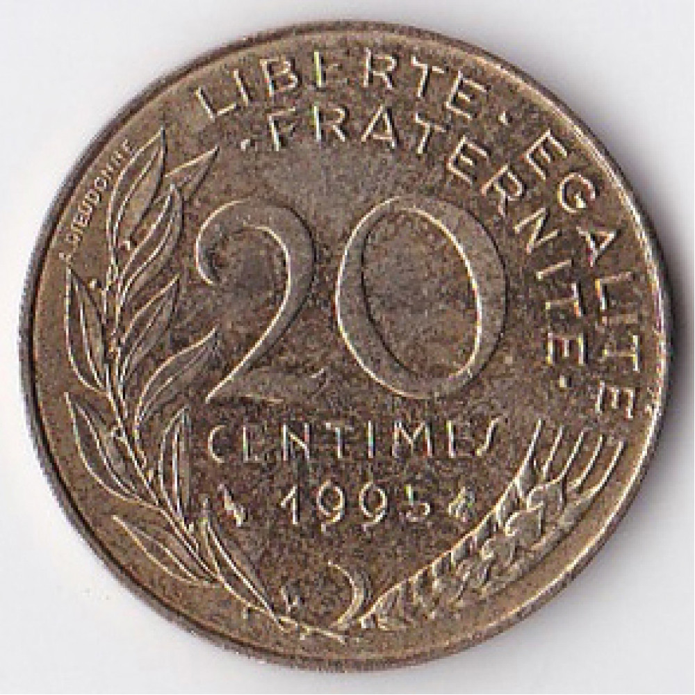 20 сантимов 1995 Франция - 20 centimes 1995 France