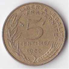 5 сантимов 1980 Франция - 5 centimes 1980 France
