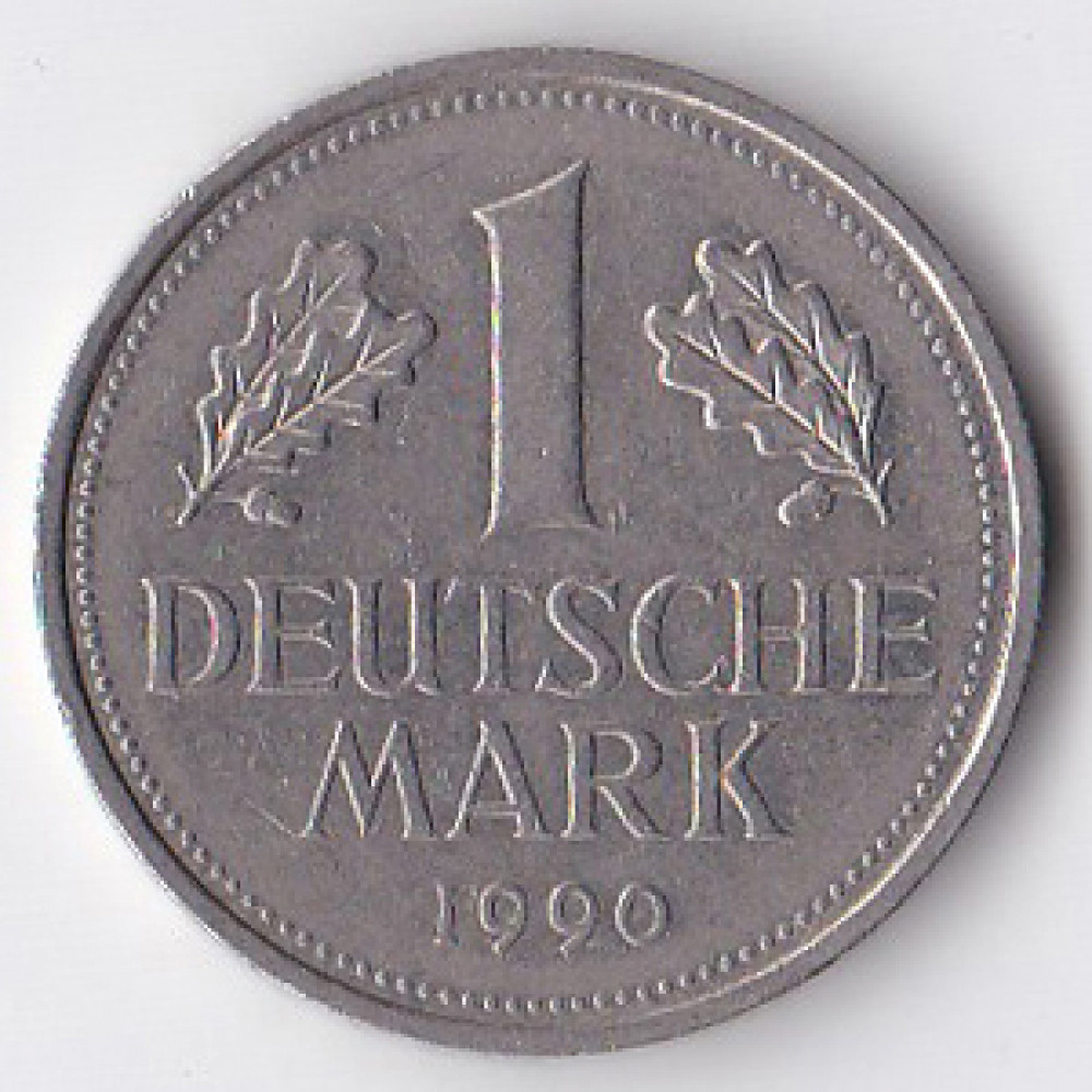 1 марка 1990 Германия - 1 mark 1990 Germany, J