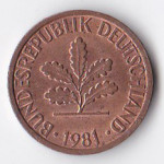 1 пфенниг 1981 Германия - 1 pfennig 1981 Germany, F