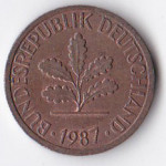 1 пфенниг 1987 Германия - 1 pfennig 1987 Germany, J