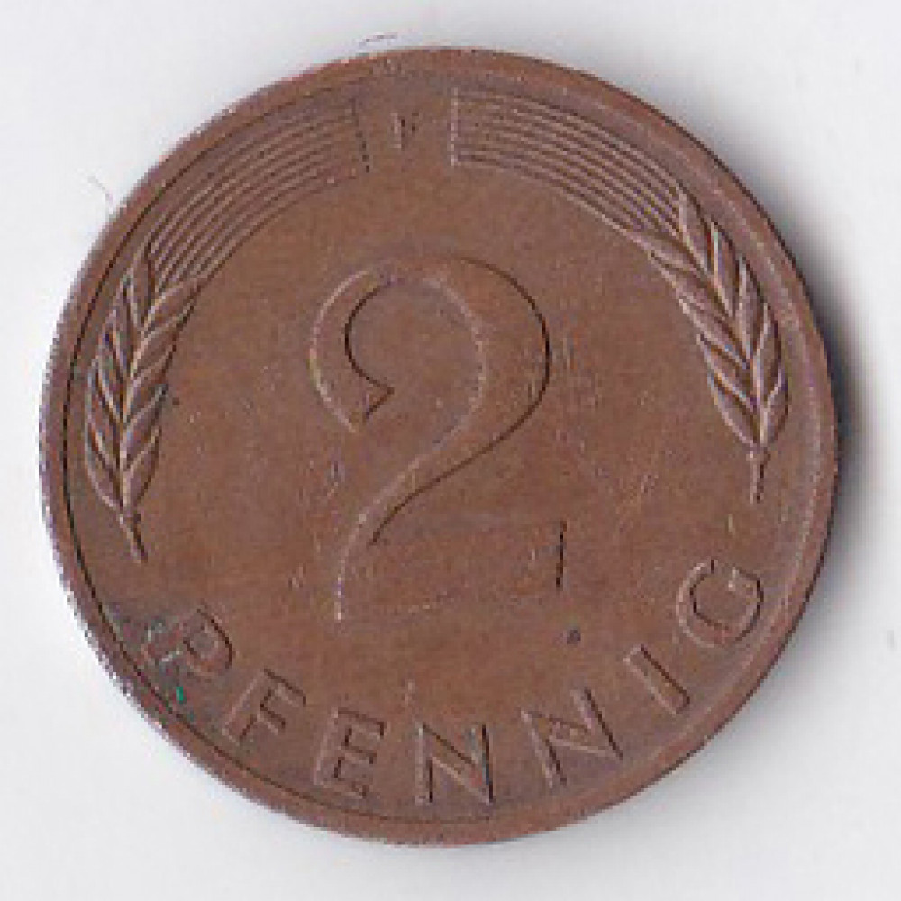 2 пфеннига 1979 Германия - 2 pfennig 1979 Germany, F