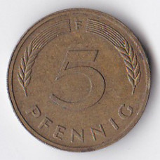 5 пфеннигов 1980 Германия - 5 pfennig 1980 Germany, F