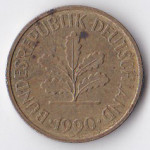 5 пфеннигов 1990 Германия - 5 pfennig 1990 Germany, A