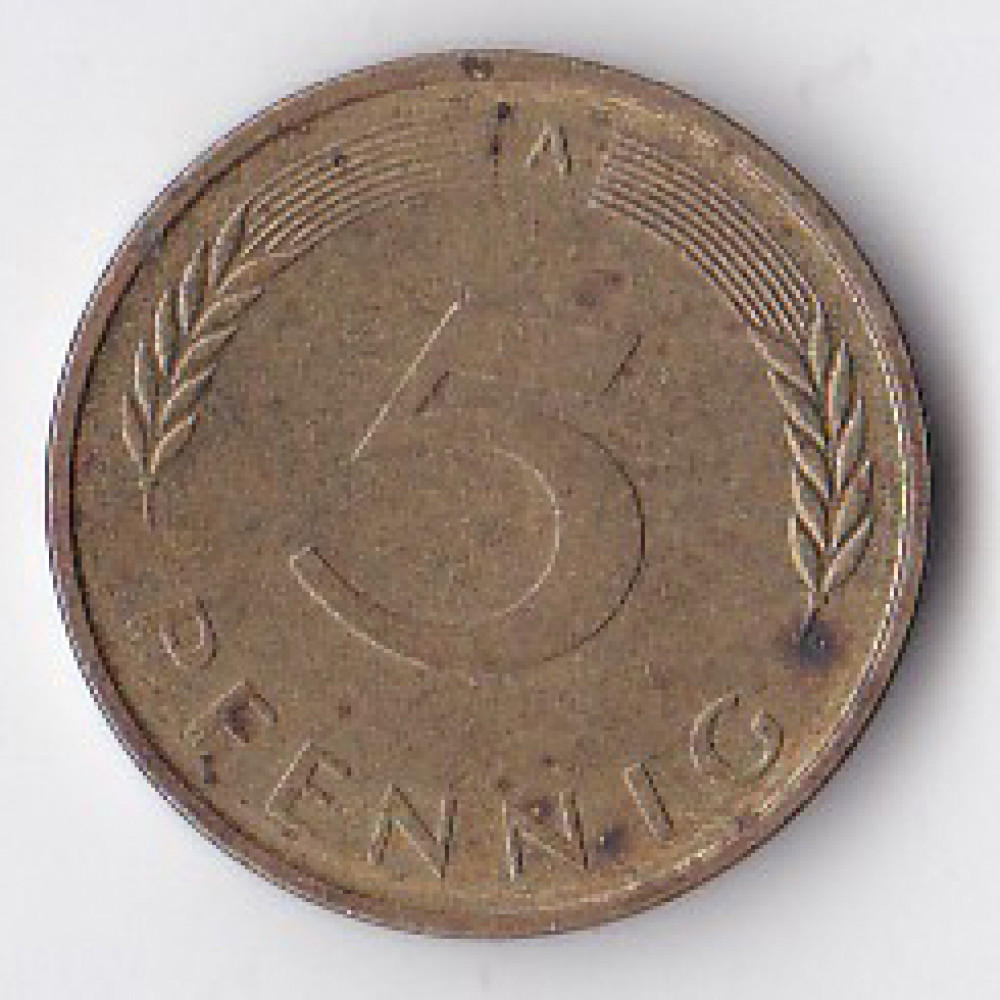 5 пфеннигов 1990 Германия - 5 pfennig 1990 Germany, A