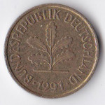 5 пфеннигов 1991 Германия - 5 pfennig 1991 Germany, D