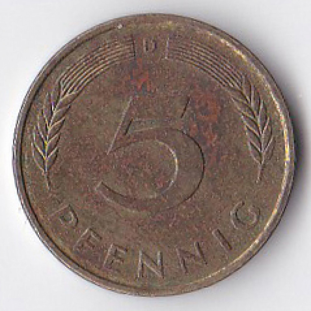 5 пфеннигов 1991 Германия - 5 pfennig 1991 Germany, D