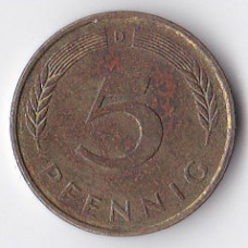 5 пфеннигов 1991 Германия - 5 pfennig 1991 Germany, D