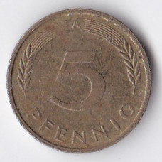 5 пфеннигов 1991 Германия - 5 pfennig 1991 Germany, A