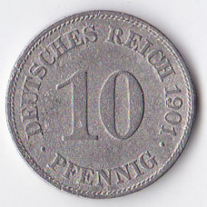 10 пфеннигов 1901 Германия - 10 pfennig 1901 Germany, E