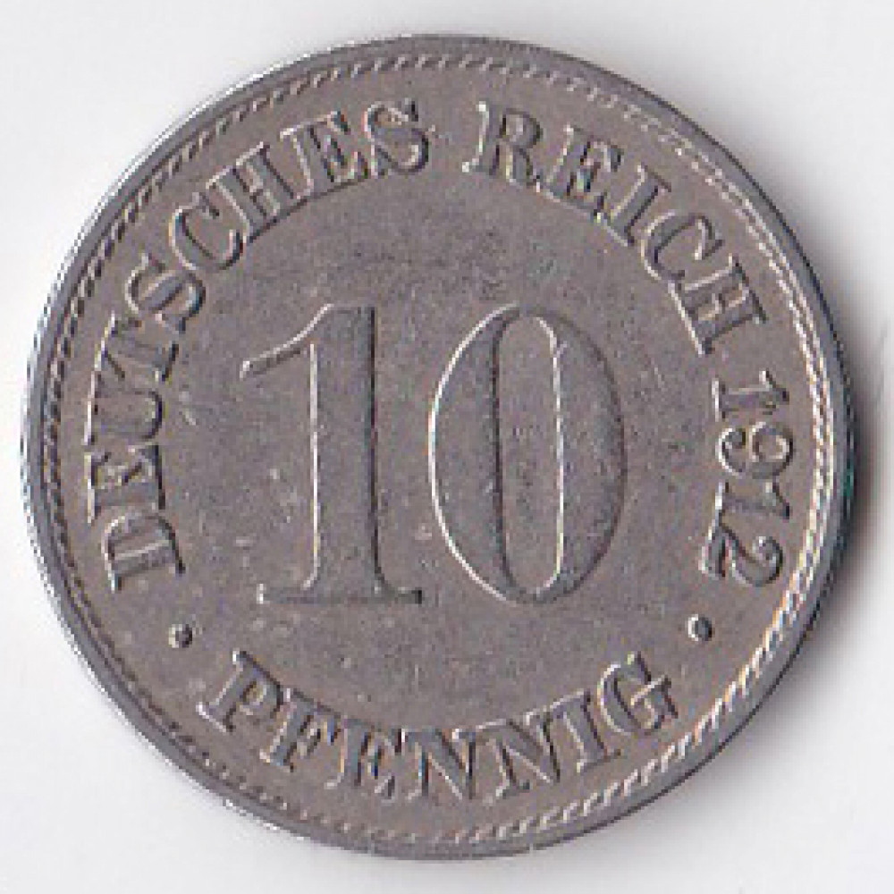 10 пфеннигов 1912 Германия - 10 pfennig 1912 Germany, G