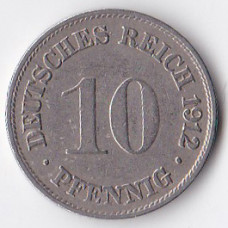 10 пфеннигов 1912 Германия - 10 pfennig 1912 Germany, G