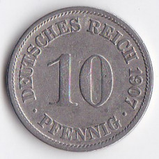 10 пфеннигов 1907 Германия - 10 pfennig 1907 Germany, F