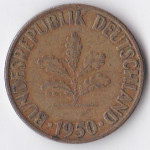 10 пфеннигов 1950 Германия - 10 pfennig 1950 Germany, G