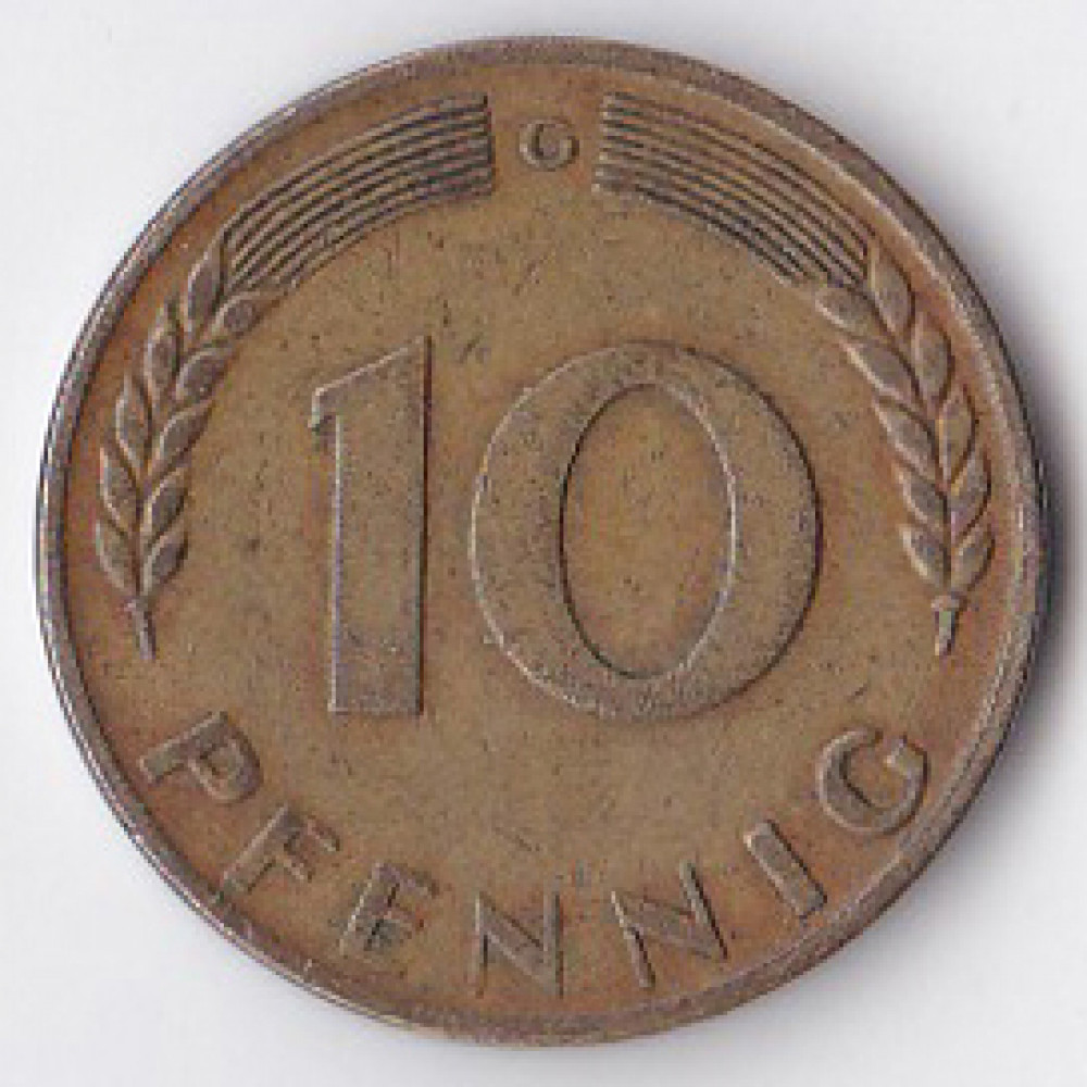 10 пфеннигов 1950 Германия - 10 pfennig 1950 Germany, G