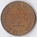 10 пфеннигов 1971 Германия - 10 pfennig 1971 Germany, D