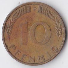 10 пфеннигов 1971 Германия - 10 pfennig 1971 Germany, D