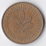 10 пфеннигов 1976 Германия - 10 pfennig 1976 Germany, J
