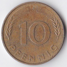 10 пфеннигов 1976 Германия - 10 pfennig 1976 Germany, J
