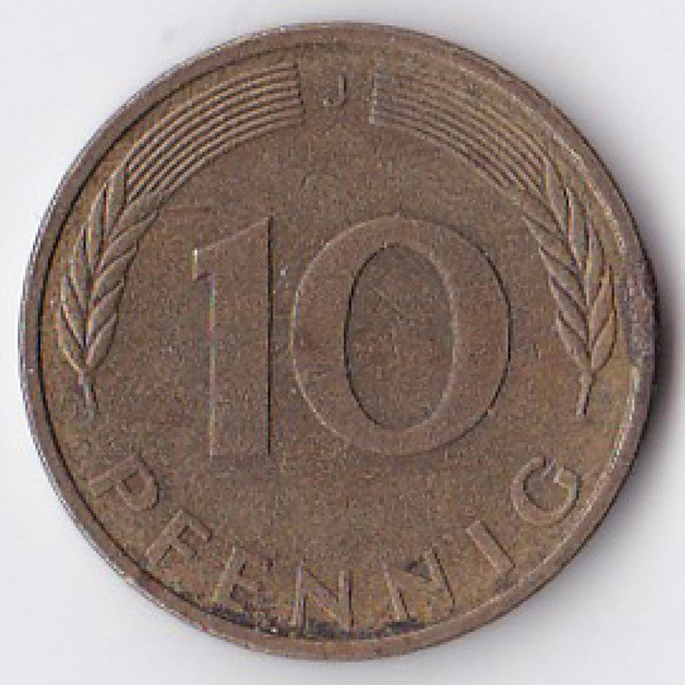 10 пфеннигов 1985 Германия - 10 pfennig 1985 Germany, J