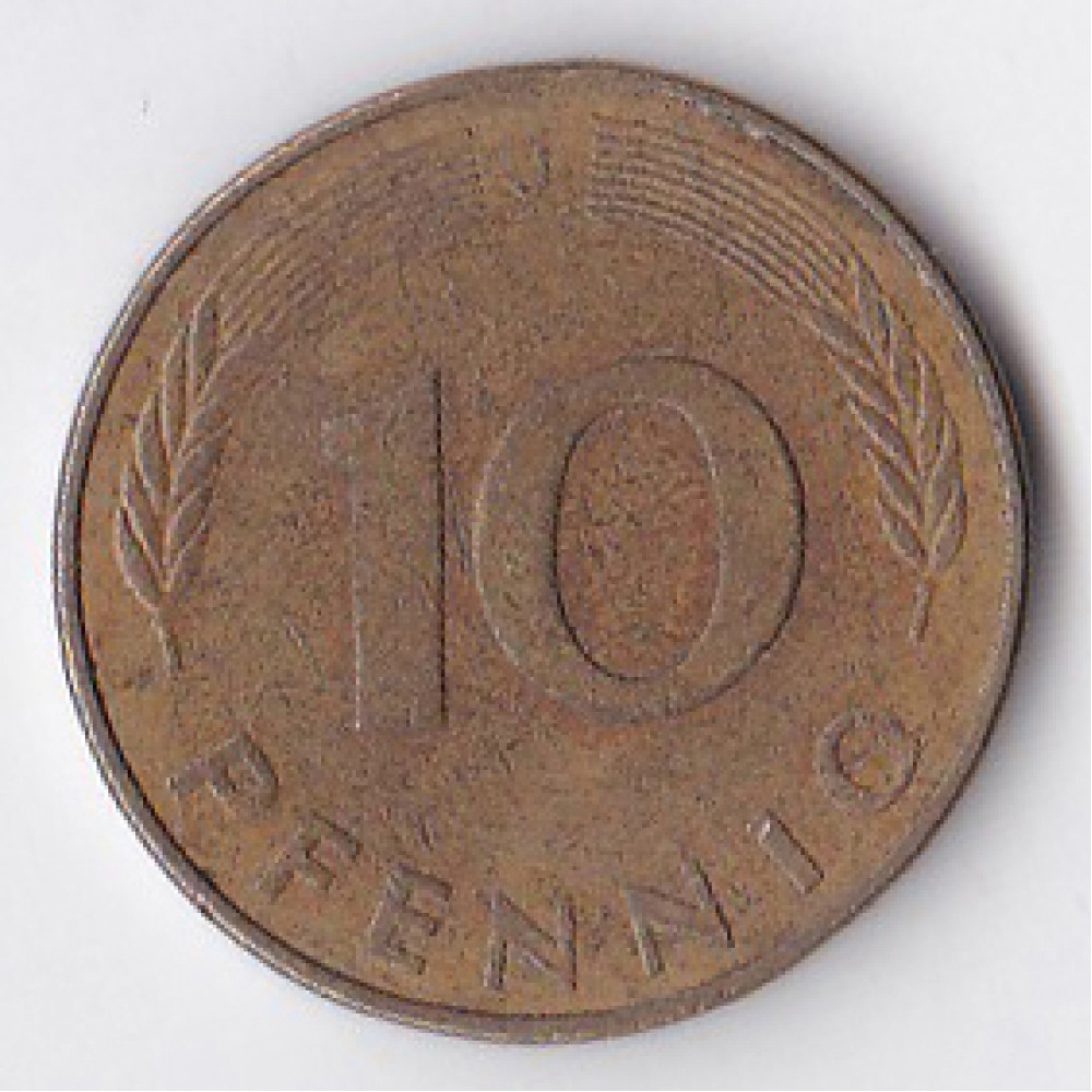 10 пфеннигов 1978 Германия - 10 pfennig 1978 Germany, J