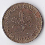 10 пфеннигов 1988 Германия - 10 pfennig 1988 Germany, F
