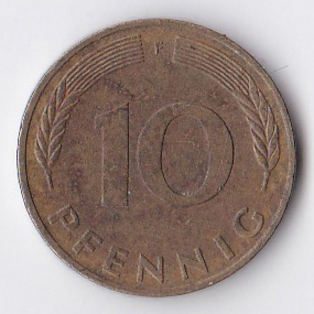 10 пфеннигов 1988 Германия - 10 pfennig 1988 Germany, F