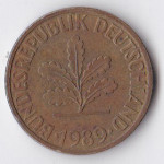 10 пфеннигов 1989 Германия - 10 pfennig 1989 Germany, D