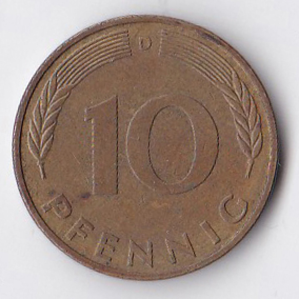 10 пфеннигов 1989 Германия - 10 pfennig 1989 Germany, D