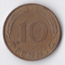 10 пфеннигов 1989 Германия - 10 pfennig 1989 Germany, D